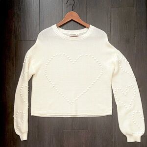 White Heart Pattern Sweater